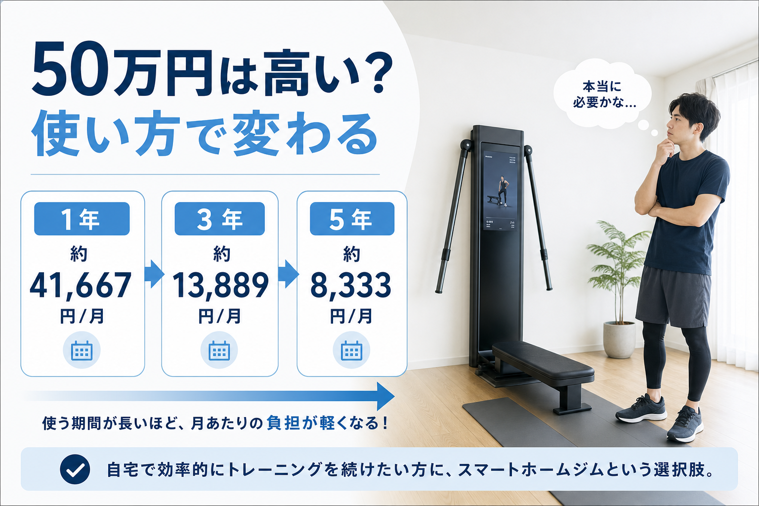 50万円の筋トレマシンは高い？ジム代・パーソナルジム代と比較して考えるのイメージ1